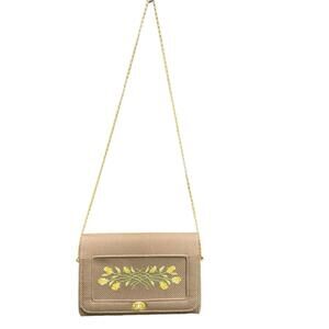 Vintage brown needle point gold chain shoulder clutch